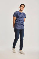 داليدرس تيشيرت منقوش نص كم رجالي أزرق نيلي