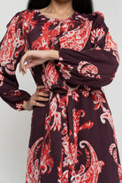 داليدرس فستان نسائي منقوش بأزرار أمامية كم طويل