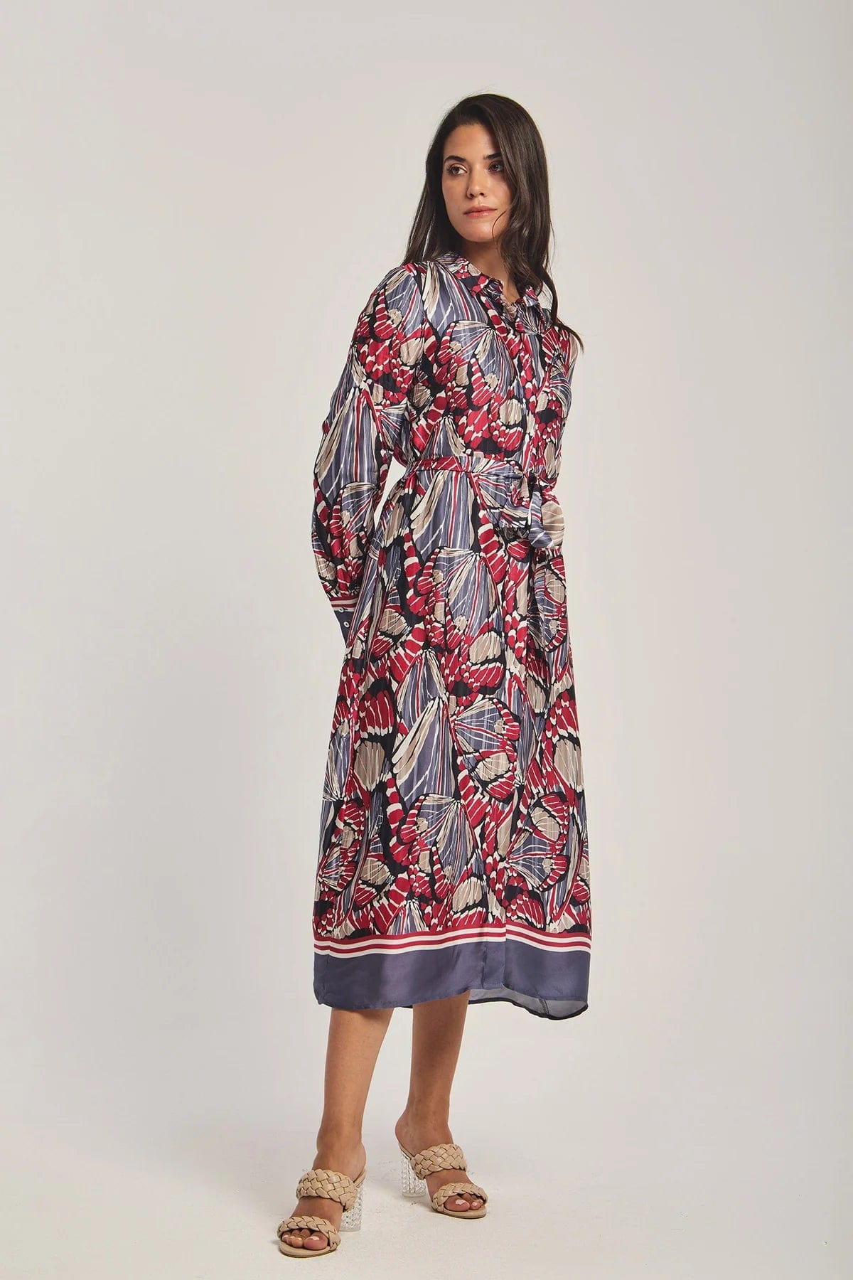 داليدرس فستان نسائي ميدي مشجر أحمر