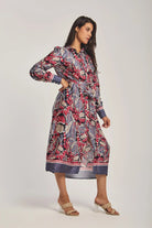 داليدرس فستان نسائي ميدي مشجر أحمر