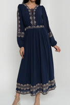 داليدرس فستان ميدي مخصر كم طويل منقوش نسائي أسود سحلبي