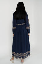 داليدرس فستان ميدي مخصر كم طويل منقوش نسائي أسود سحلبي