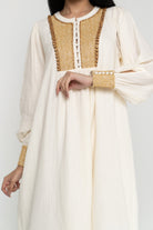 داليدرس فستان ميدي واسع كم طويل منقوش من الصدر نسائي أنثراسايت