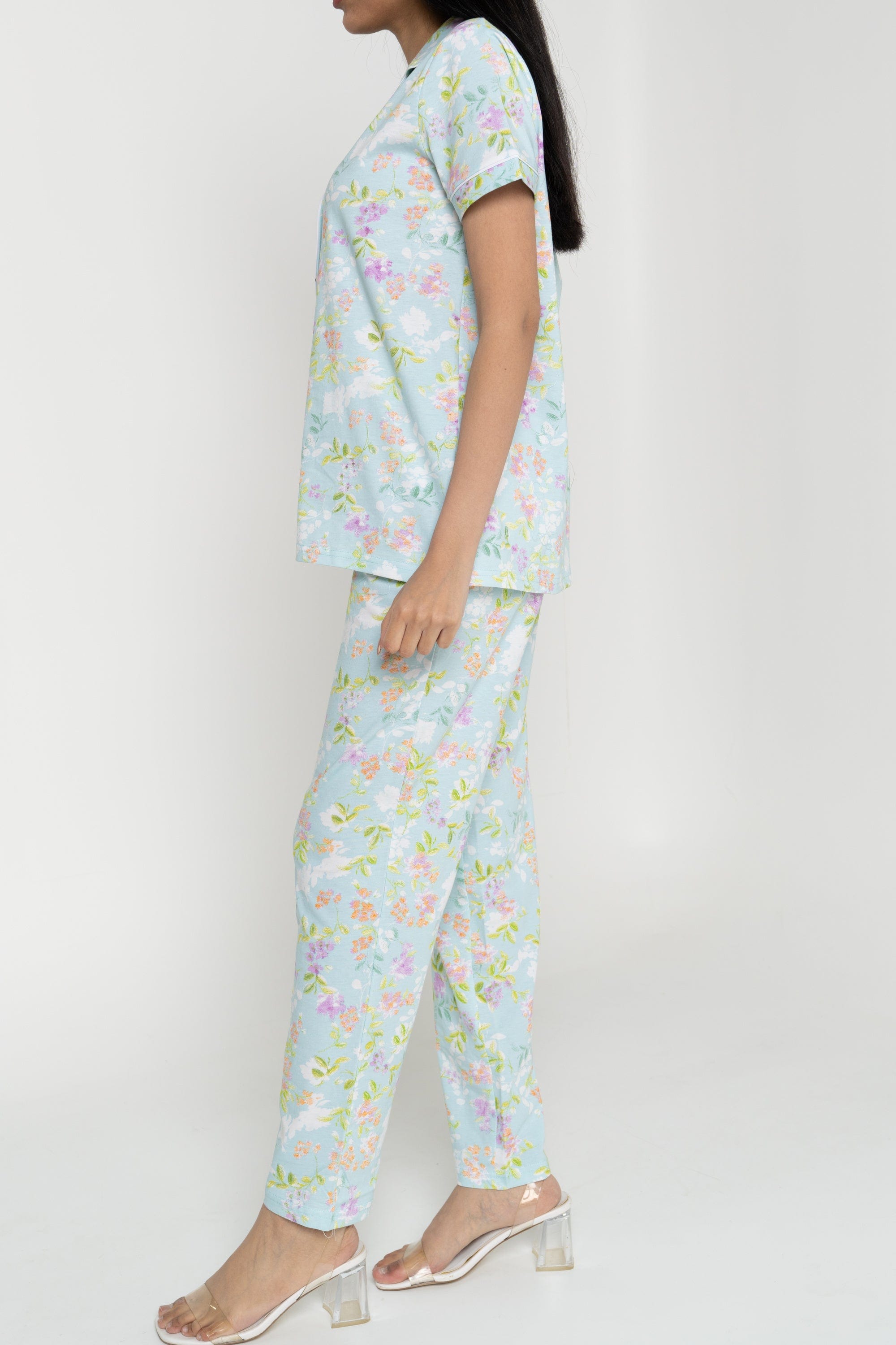 داليدرس بيجامة نسائية مشجرة بأزرار أمامية أرجواني