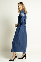 داليدرس فستان نسائي ميدي مطرز مجرة أزرق