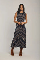 داليدرس فستان نسائي ميدي بدون أكمام أسود سحلبي