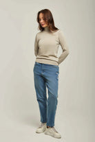 داليدرس بنطلون نسائي جينز واسع الأزرق فرنسي