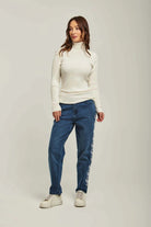 داليدرس بنطلون نسائي جينز واسع الأزرق فرنسي