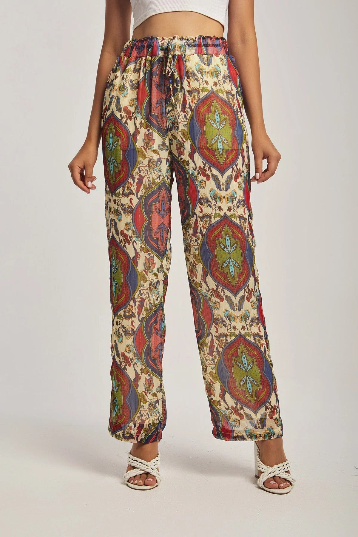 داليدرس بنطلون نسائي خفيف مطبوع طباعة إثنية