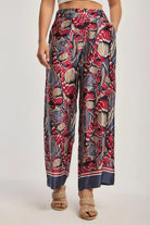 داليدرس بنطلون نسائي مشجر فضفاض أحمر