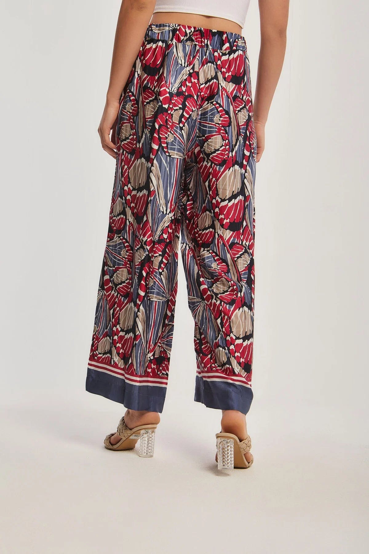 داليدرس بنطلون نسائي مشجر فضفاض أحمر