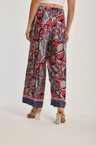 داليدرس بنطلون نسائي مشجر فضفاض أحمر