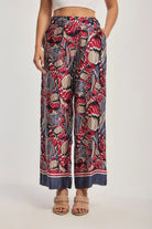 داليدرس بنطلون نسائي مشجر فضفاض أحمر