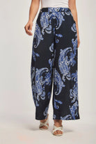 داليدرس بنطلون واسع منقوش نسائي أزرق نيلي