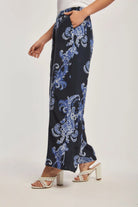 داليدرس بنطلون واسع منقوش نسائي أزرق نيلي