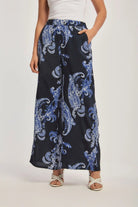 داليدرس بنطلون واسع منقوش نسائي أزرق نيلي