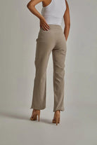 داليدرس بنطلون سادة بجيوب طويل نسائي بني رمادي