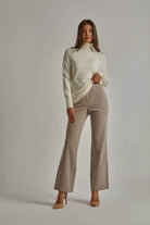 داليدرس بنطلون سادة بجيوب طويل نسائي بني رمادي