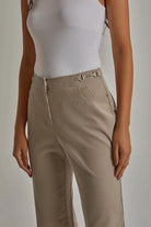 داليدرس بنطلون سادة بجيوب طويل نسائي بني رمادي