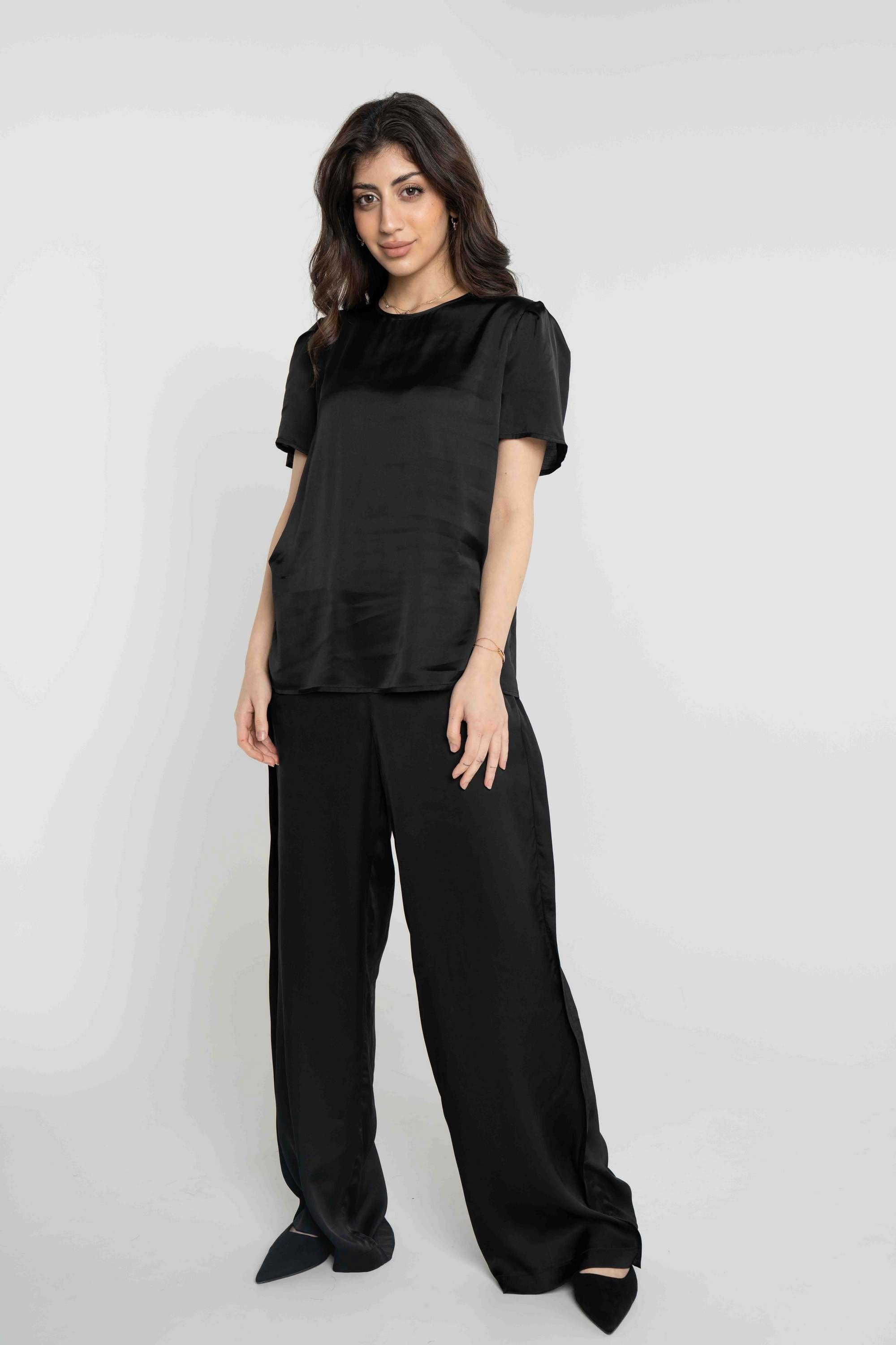 داليدرس بنطلون طويل سادة واسع أسود