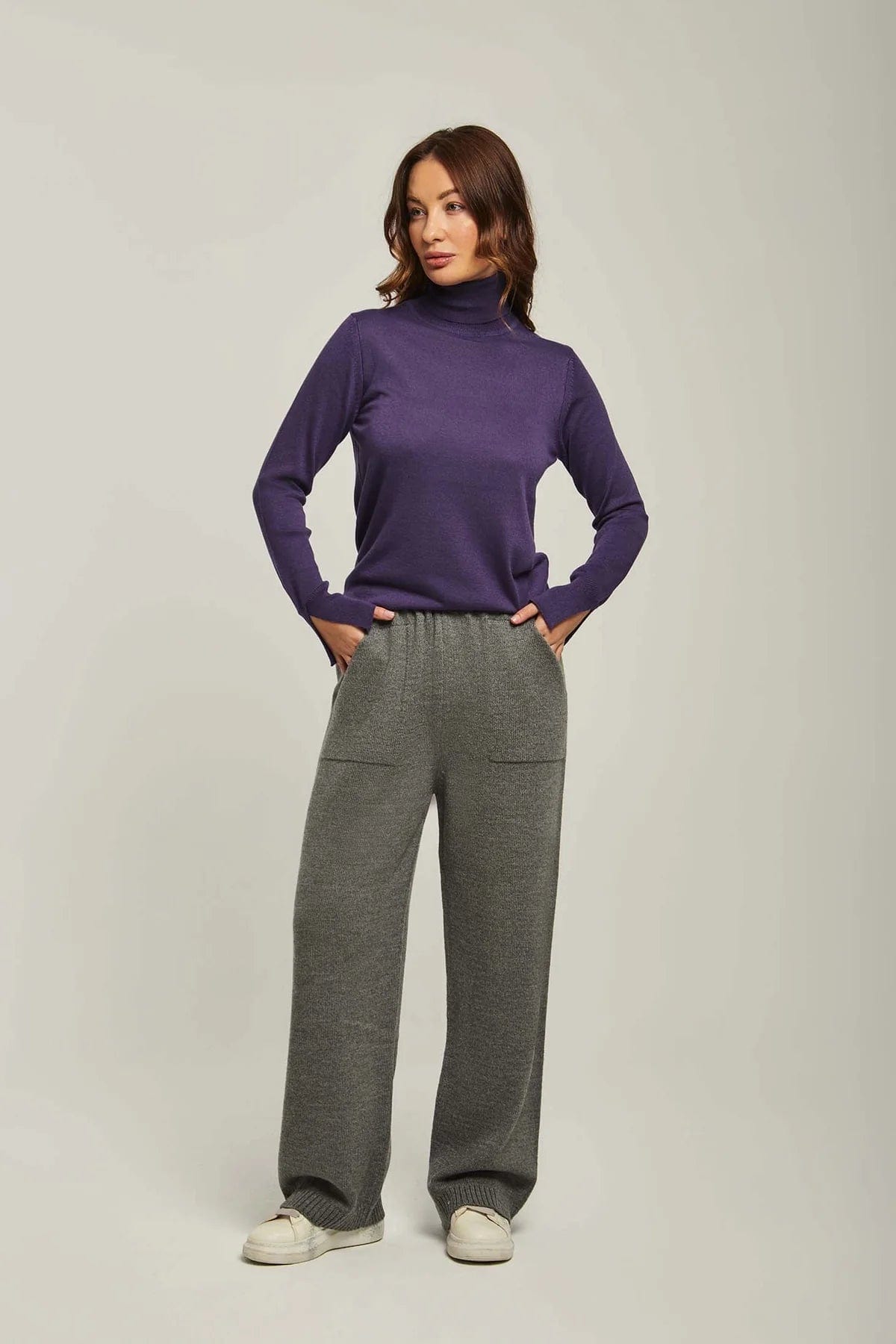 داليدرس بنطلون نسائي سادة واسع رمادي