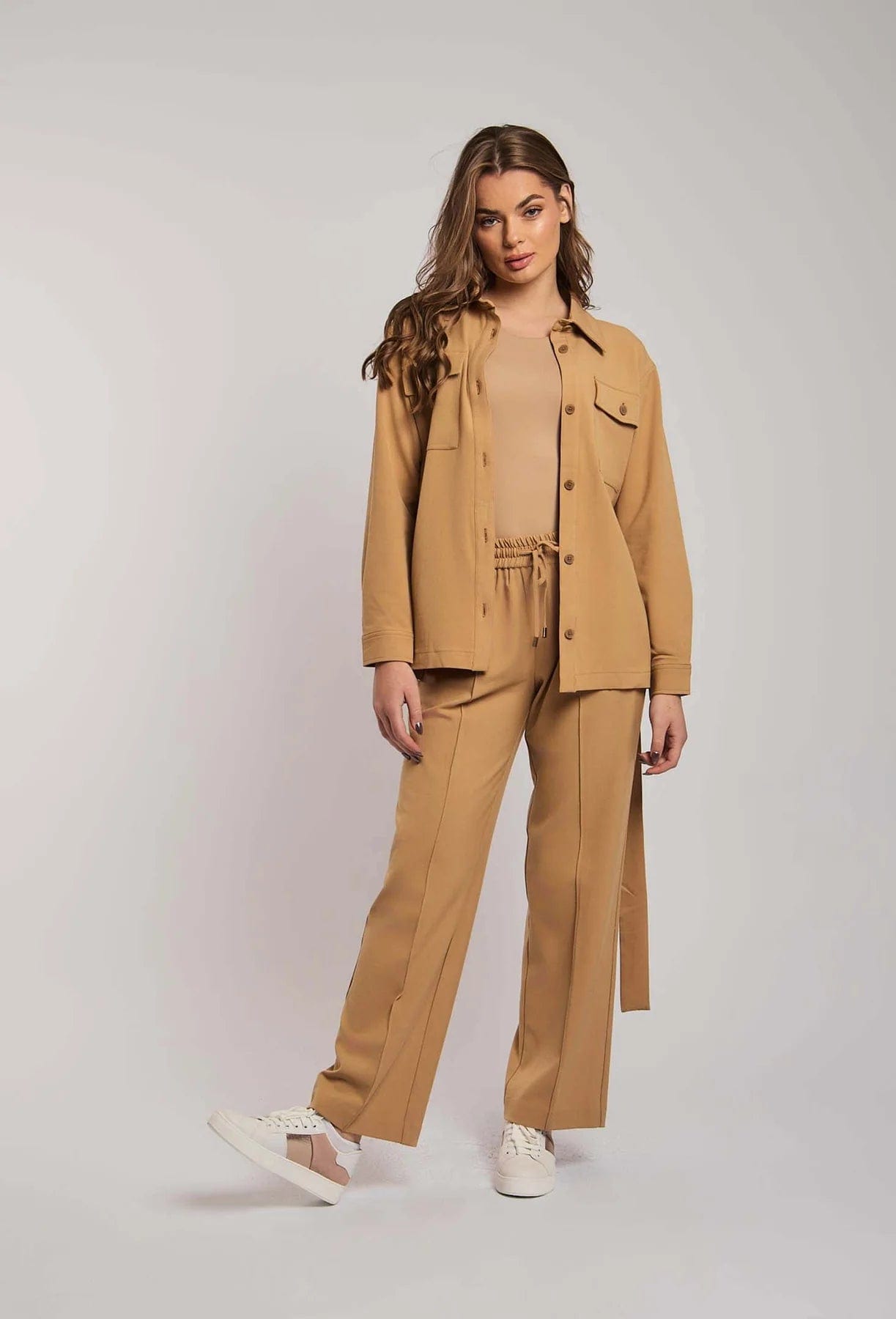 داليدرس بنطلون سادة واسع نسائي بيج فاتح