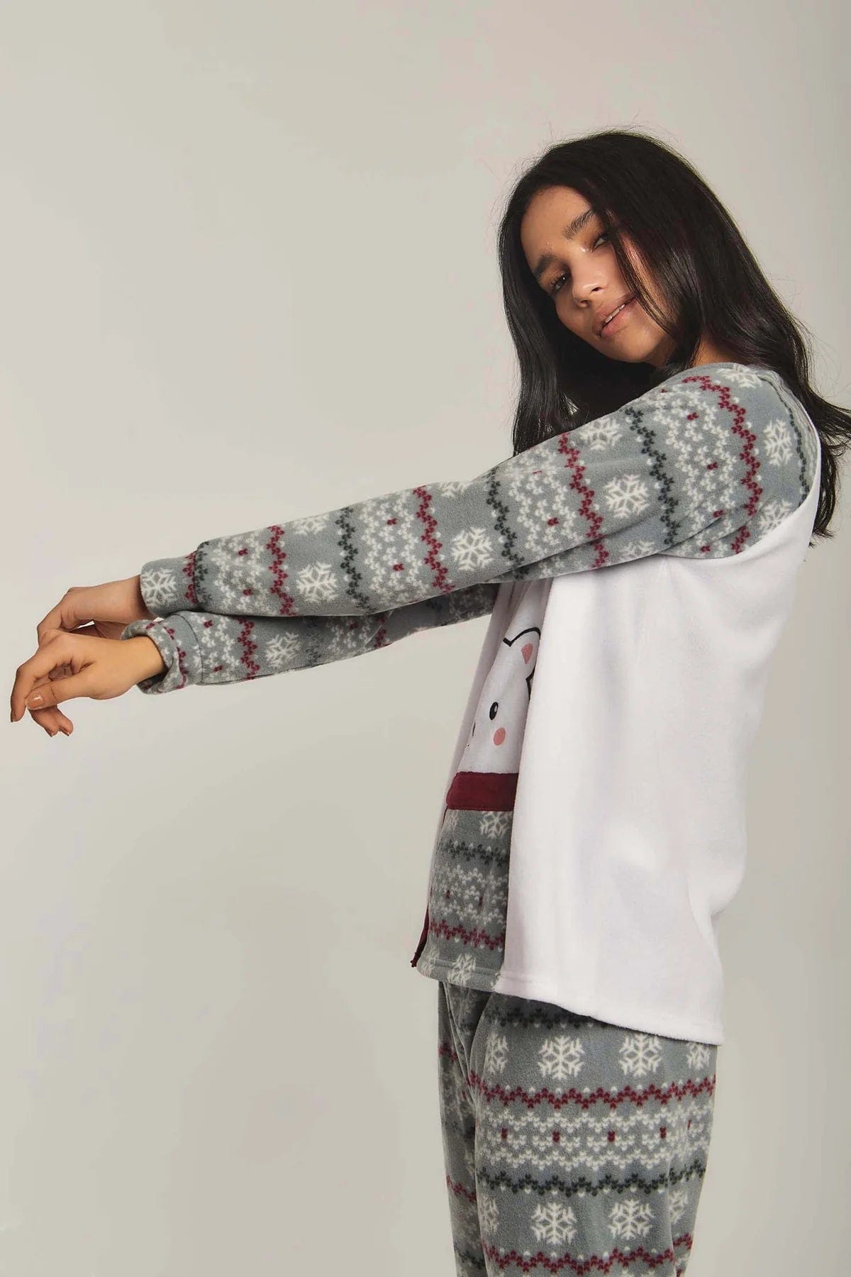 داليدرس بيجامة نسائية بطبعة دب أخضر غامق