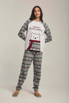 داليدرس بيجامة نسائية بطبعة دب أخضر غامق