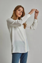 داليدرس بلوزة نسائية سادة بأكمام طويلة