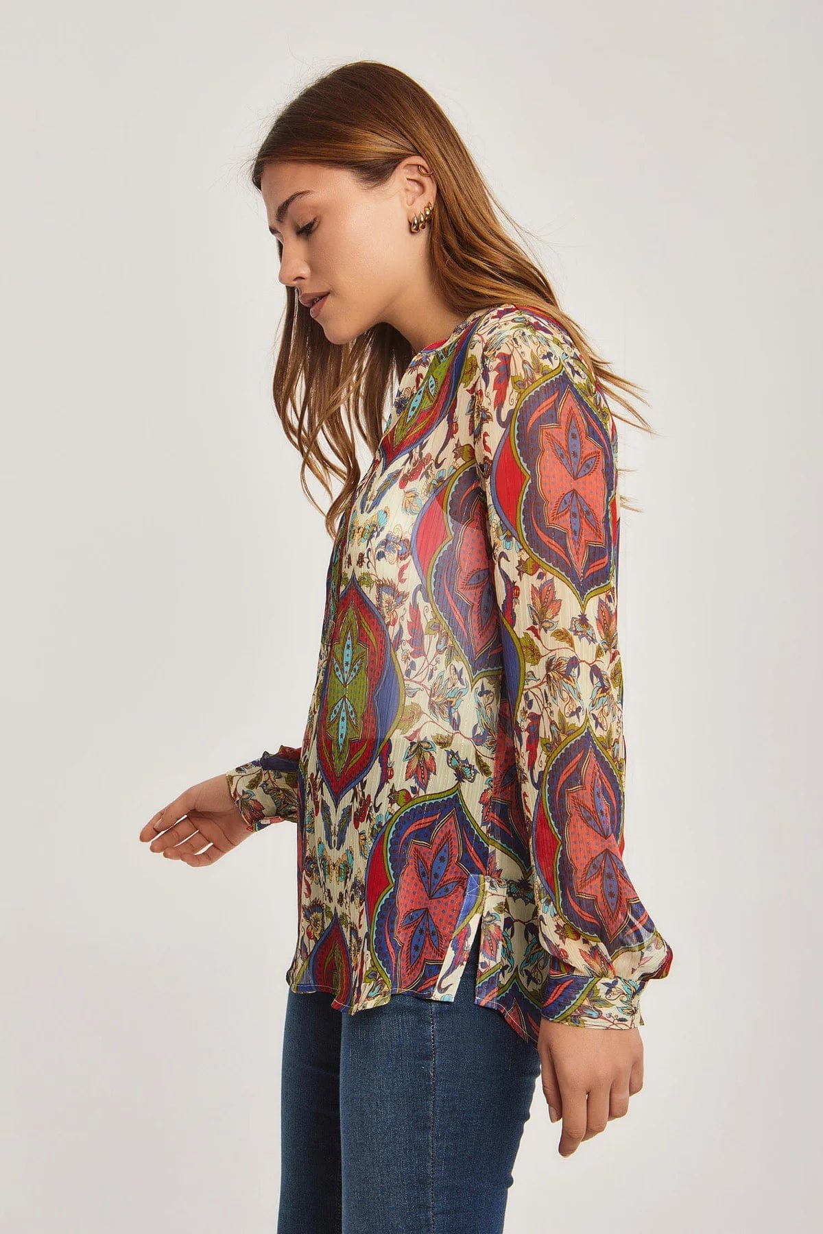 داليدرس بلوزة نسائية بنمط مطبوع طباعة إثنية