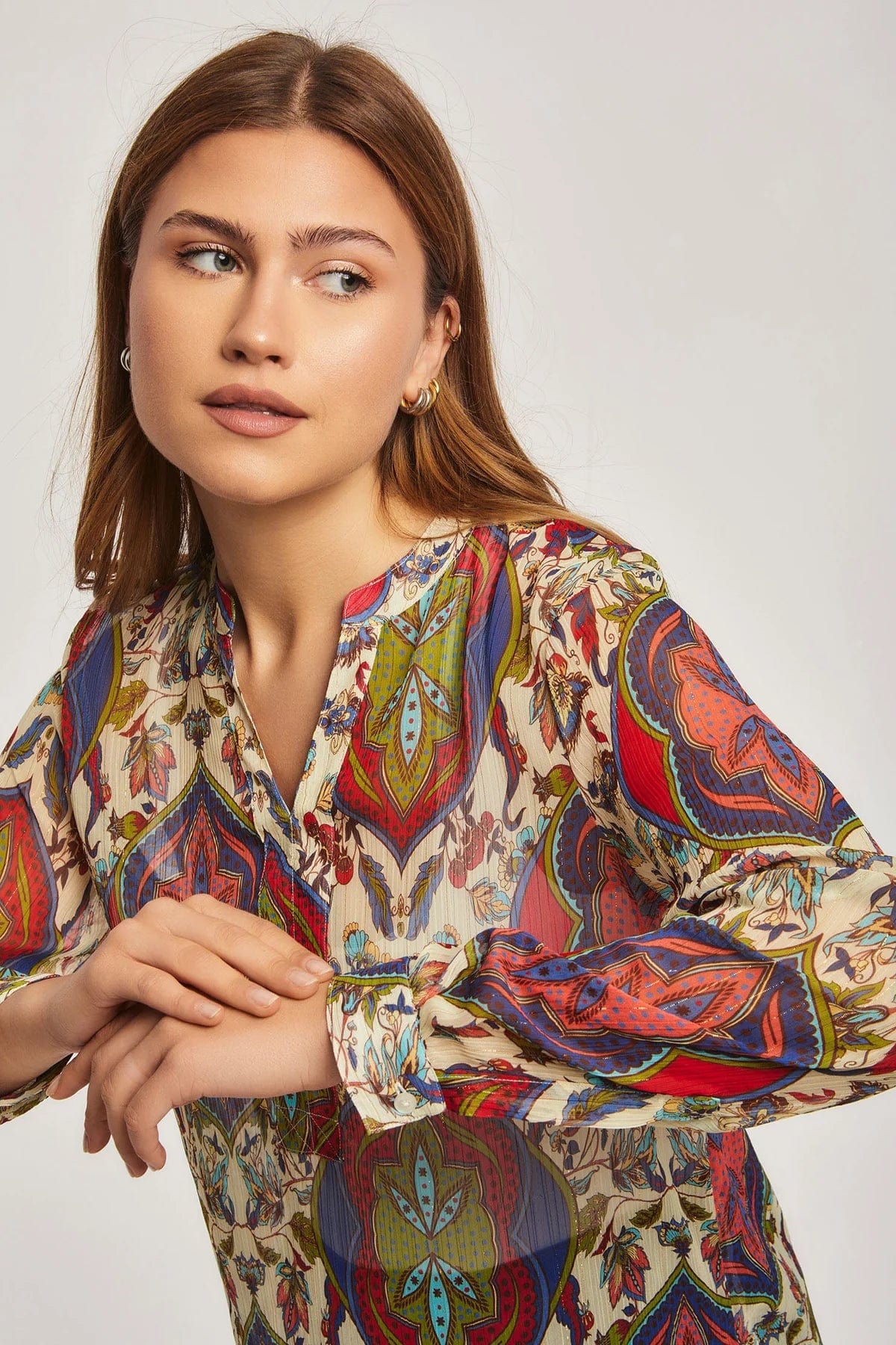 داليدرس بلوزة نسائية بنمط مطبوع طباعة إثنية