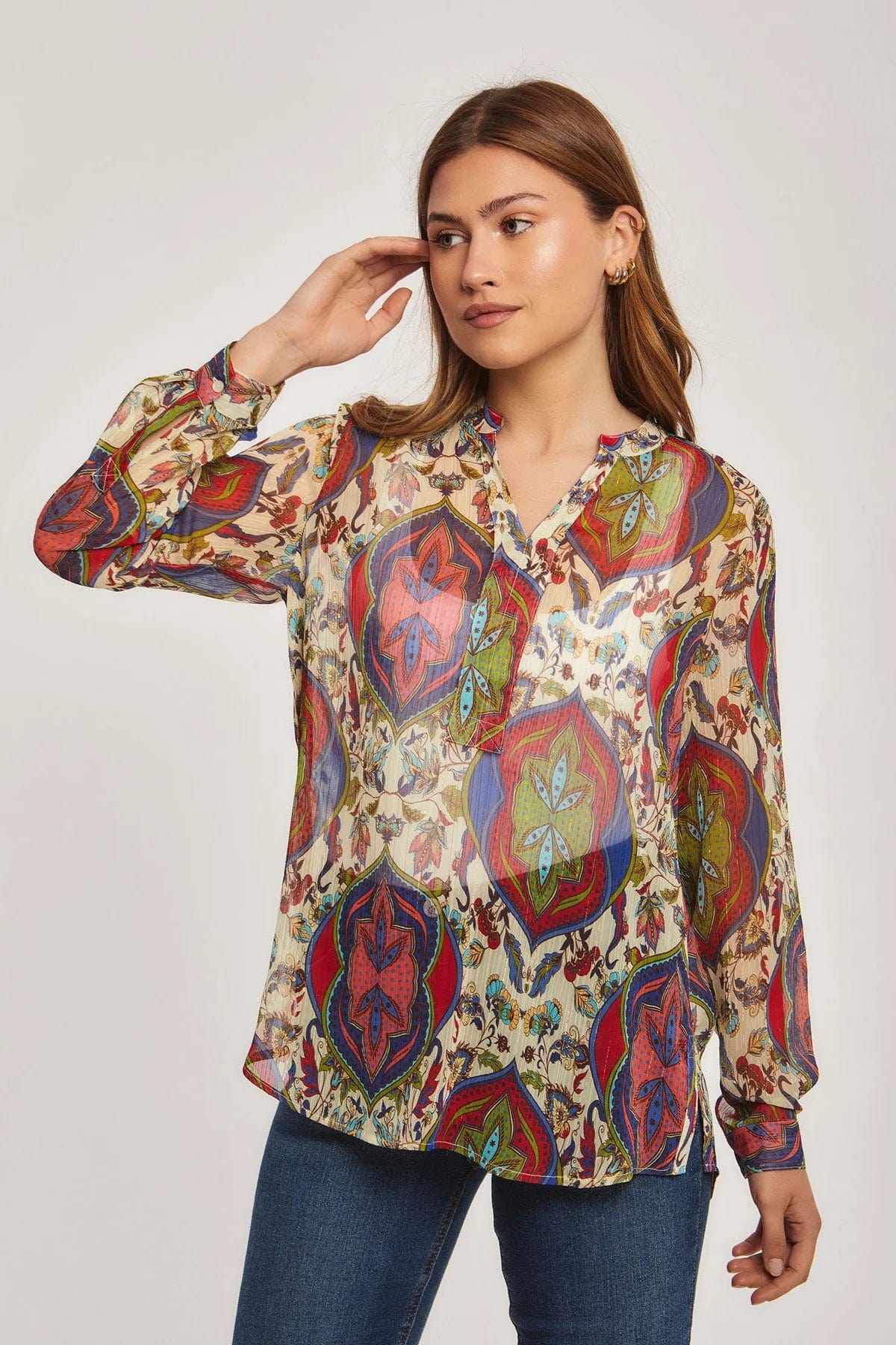 داليدرس بلوزة نسائية بنمط مطبوع طباعة إثنية