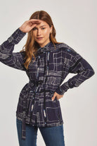 داليدرس بلوزة نسائية بنمط مربعات أسود سحلبي