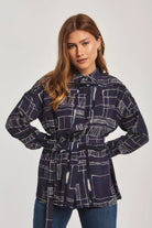 داليدرس بلوزة نسائية بنمط مربعات أسود سحلبي