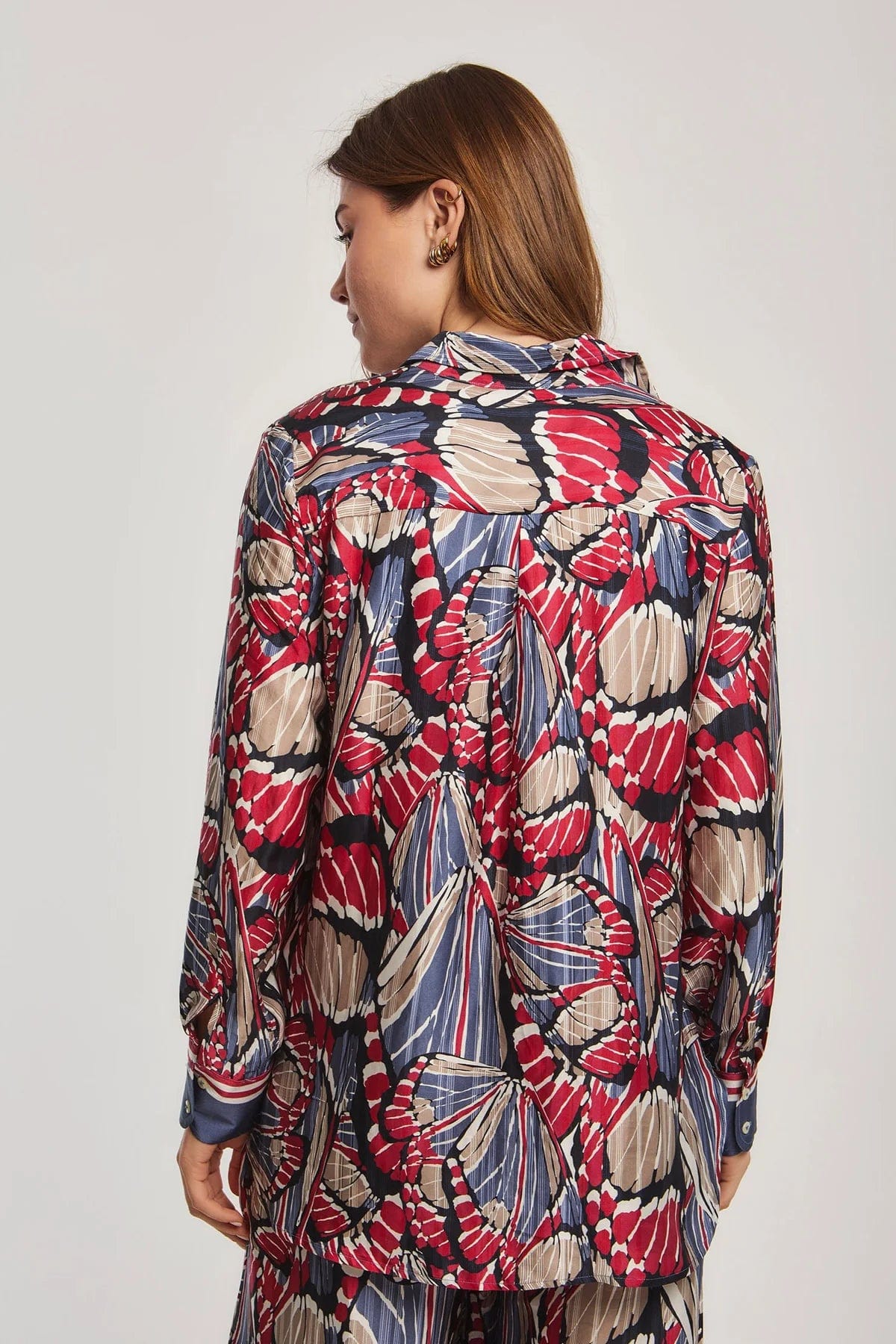 داليدرس بلوزة مشجرة كم طويل نسائي أحمر