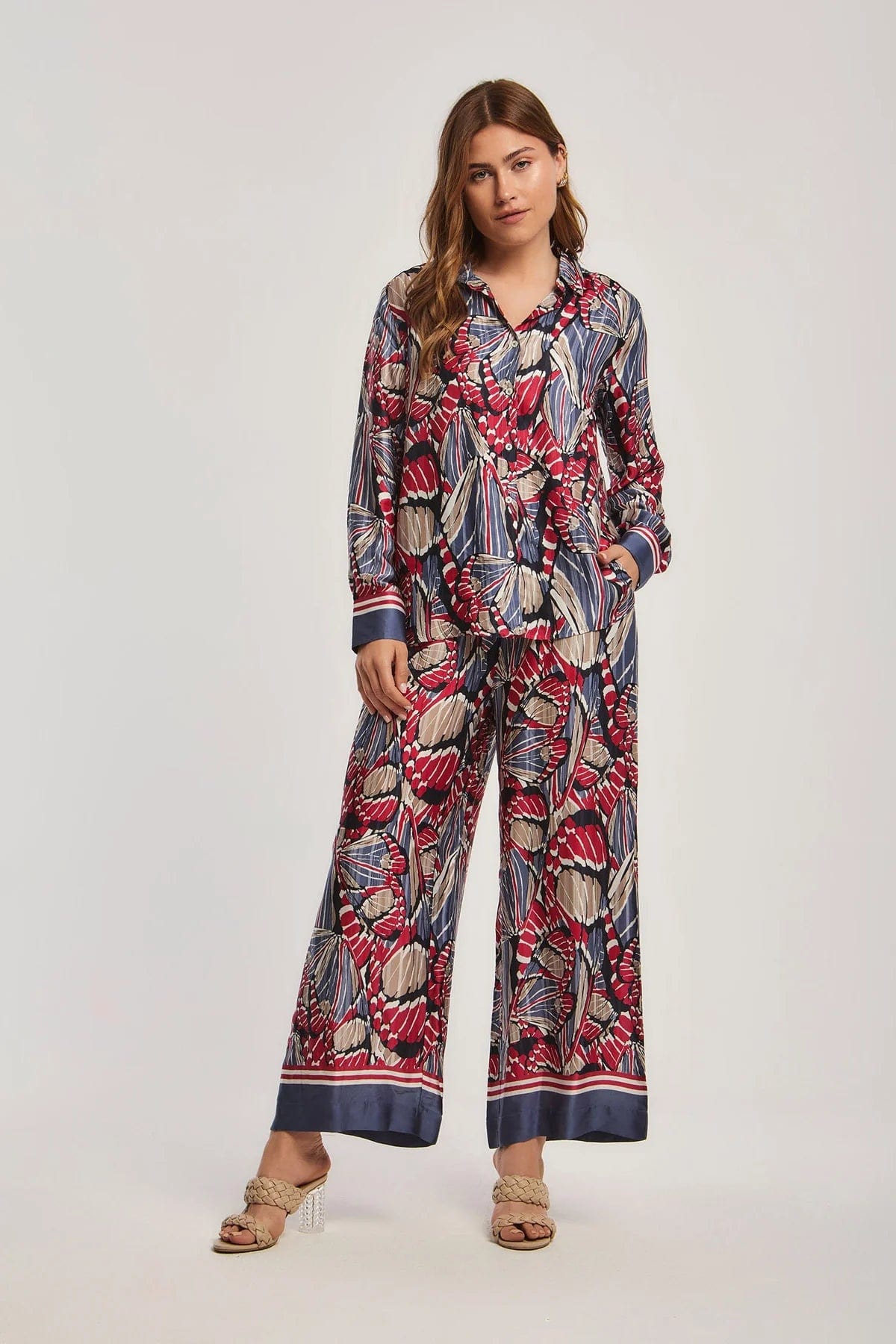 داليدرس بلوزة مشجرة كم طويل نسائي أحمر