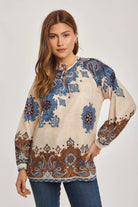 داليدرس بلوزة نسائية بأكمام طويلة منقوشة متعدد الألوان