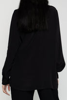 داليدرس بلوزة نسائية سادة بربطة عنق أسود قاتم