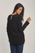 داليدرس بلوزة نسائية سادة بأكمام طويلة أسود