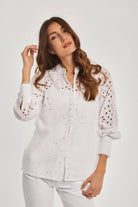 داليدرس بلوزة نسائية مخرمة سادة أوف وايت