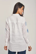 داليدرس بلوزة مطرزة بالورود كم طويل نسائي أبيض