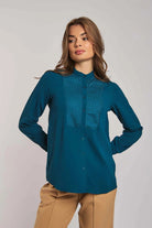 داليدرس بلوزة نسائية كلاسيك بأزرار أمامية كم طويل