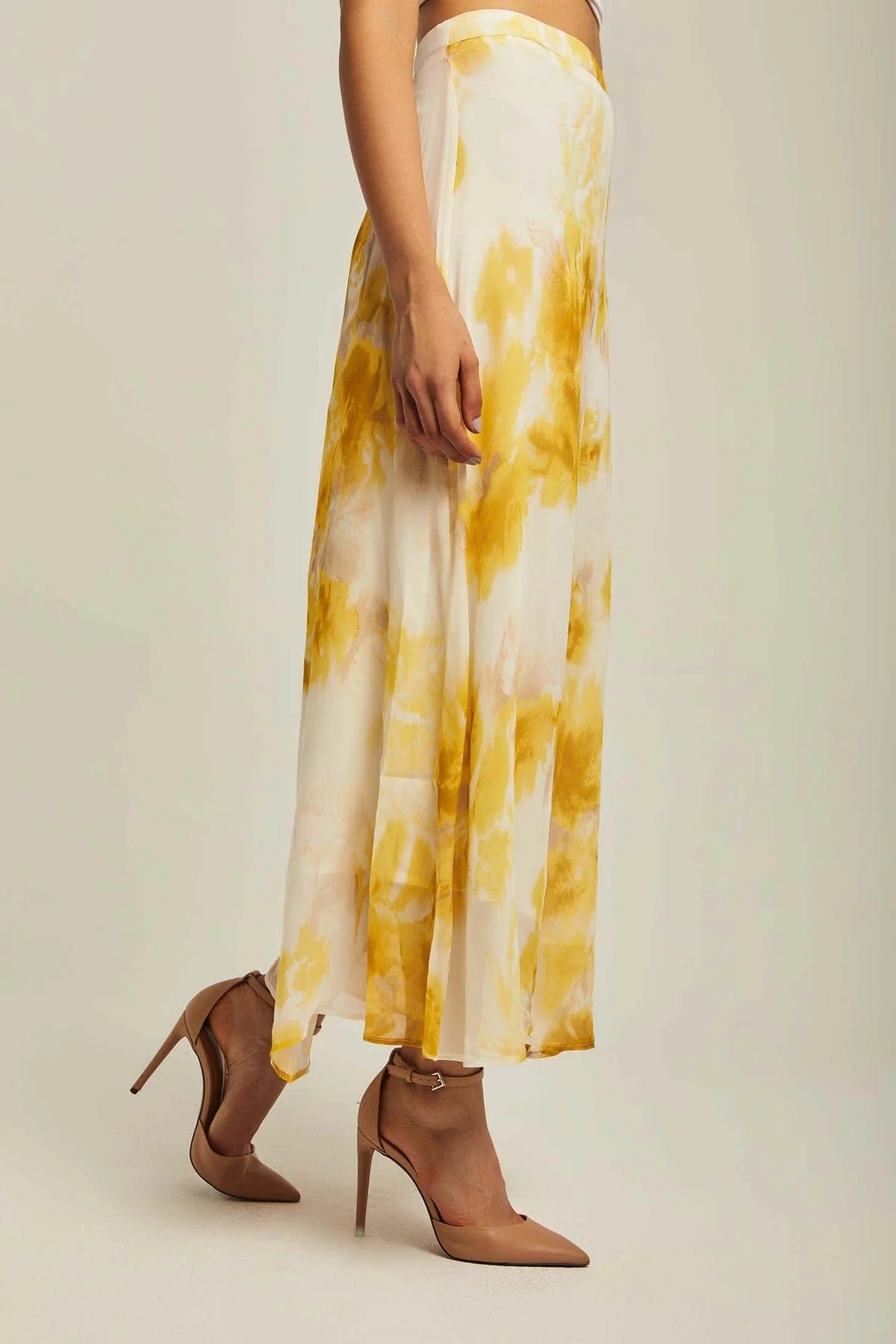 داليدرس تنورة نسائية منقوشة طويلة أصفر بريمروز