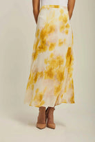 داليدرس تنورة نسائية منقوشة طويلة أصفر بريمروز