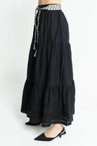 داليدرس تنورة نسائية طويلة برباط خصر أسود