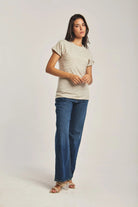 داليدرس تيشيرت سادة كم قصير نسائي ألوان الأرض