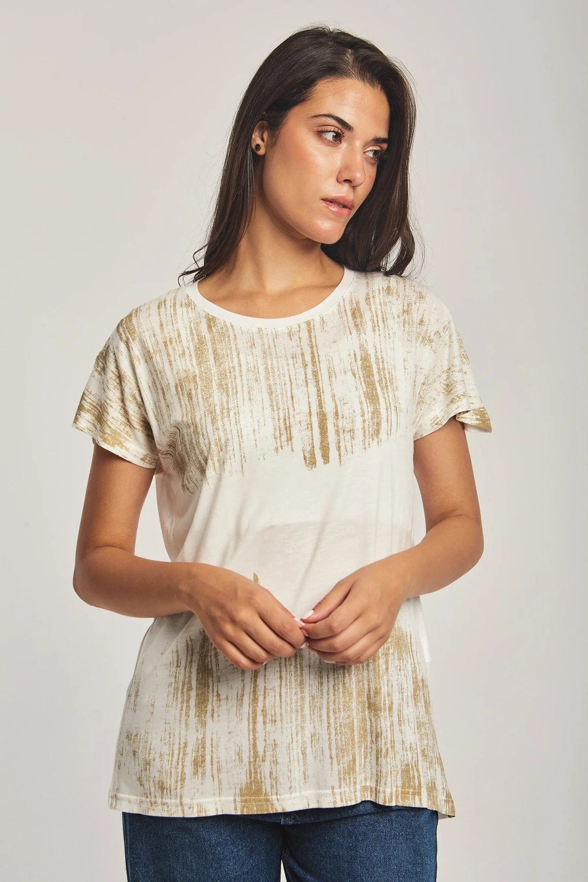 داليدرس تيشرت نسائي نص كم مطبوع