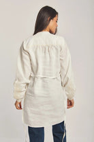 داليدرس تونك نسائي مطرز بأكمام طويلة أوف وايت