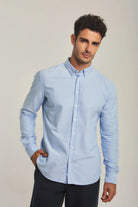 داليدرس قميص رجالي سادة بأزرار أمامية وياقة كم طويل