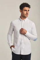 داليدرس قميص رجالي سادة بأزرار أمامية وياقة كم طويل